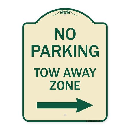 SIGNMISSION No Parking Tow Away Zone W/ Right Arrow Heavy-Gauge Aluminum Sign, 24" x 18", TG-1824-23609 A-DES-TG-1824-23609